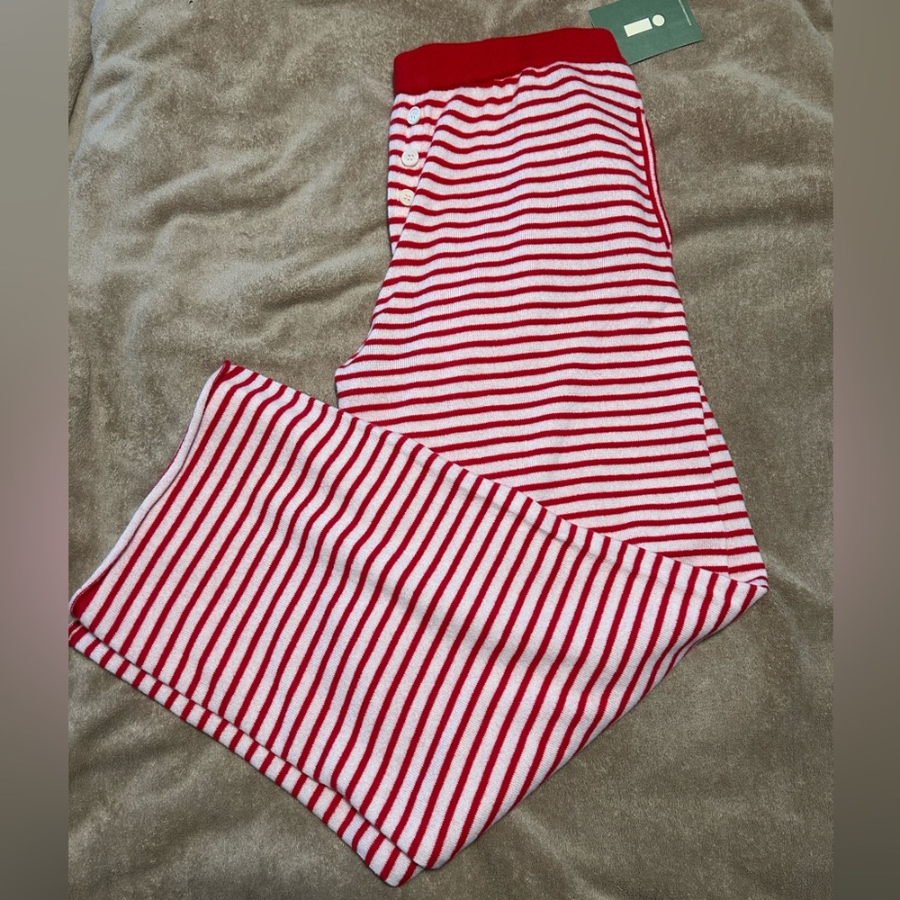 Daily Drills Bisou Cashmere Resort Pants - Red + White Stripe Size M/L NWT